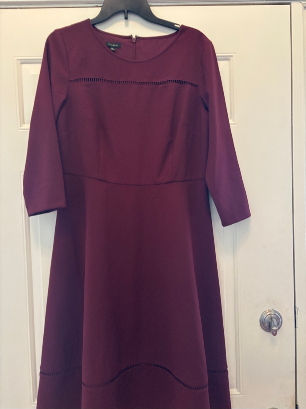 Talbots Burgundy Long-Sleeve Fit & Flare Dress